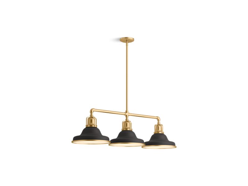 KOHLER K-32292-CH03-BML Black with Brass Trim Hauksbee Three-light linear chandelier