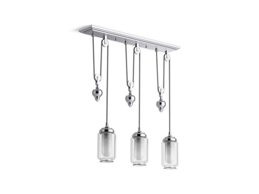 KOHLER K-22659-CH03-CPL Polished Chrome Artifacts Three-light adjustable linear chandelier