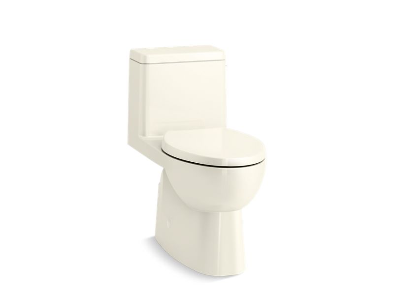 KOHLER K-78080-RA-96 Biscuit Reach One-piece compact elongated 1.28 gpf chair height toilet with right-hand trip lever, and Quiet-Close seat