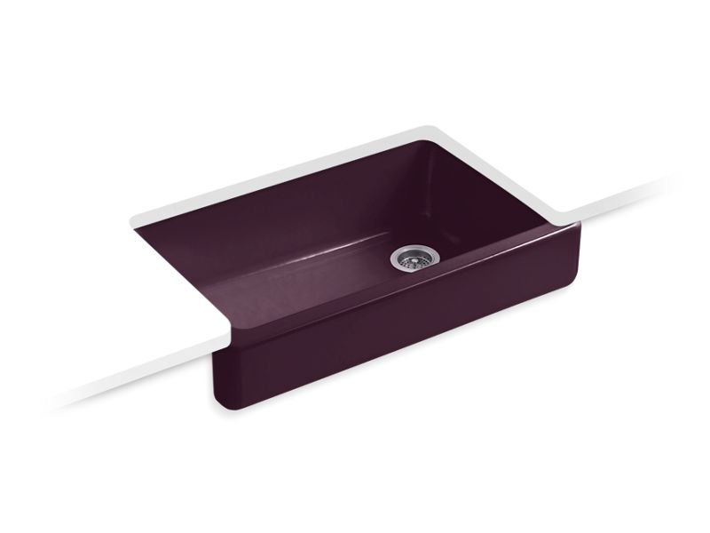KOHLER K-6488-PLM Whitehaven 35-1/2" x 21-9/16" x 9-5/8" Undermount single-bowl farmhouse kitchen sink