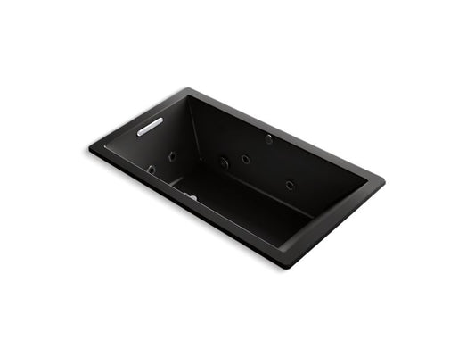 KOHLER K-1173-XHGH-7 Black Black Underscore 66" x 36" Heated BubbleMassage air bath with whirlpool, end drain