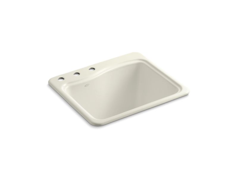 KOHLER K-6657-3-96 River Falls 25" x 22' x 14-15/16" top-mount utility sink with 3 faucet holes on deck on left side