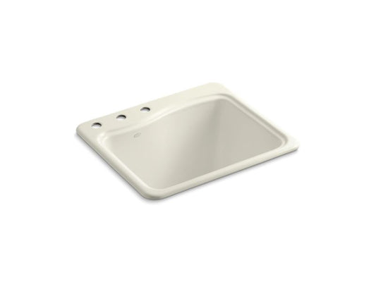 KOHLER K-6657-3-96 River Falls 25" x 22' x 14-15/16" top-mount utility sink with 3 faucet holes on deck on left side