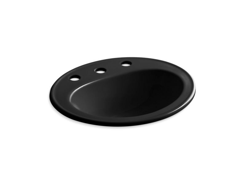 KOHLER K-2196-8-7 Black Black Pennington Drop-in bathroom sink with 8" widespread faucet holes
