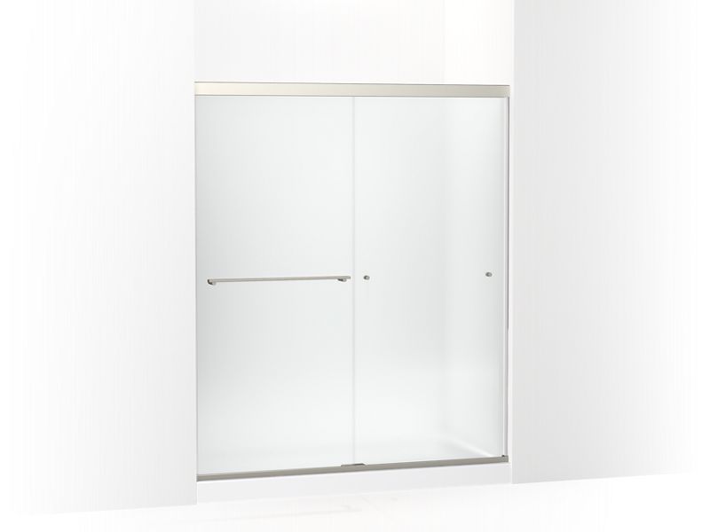KOHLER K-707201-D3-BNK Anodized Brushed Nickel Revel Sliding shower door, 70" H x 56-5/8 - 59-5/8" W, with 5/16" thick Frosted glass