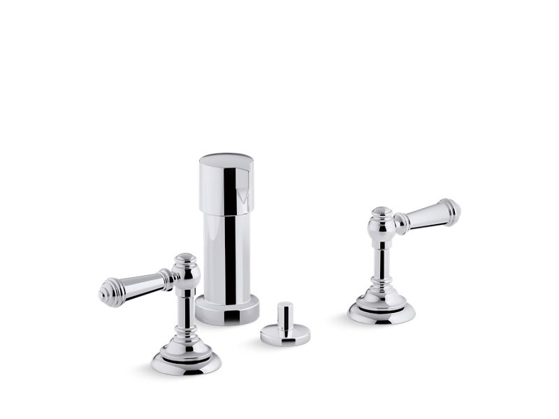 KOHLER K-72765-4-CP Polished Chrome Artifacts Widespread bidet faucet with lever handles