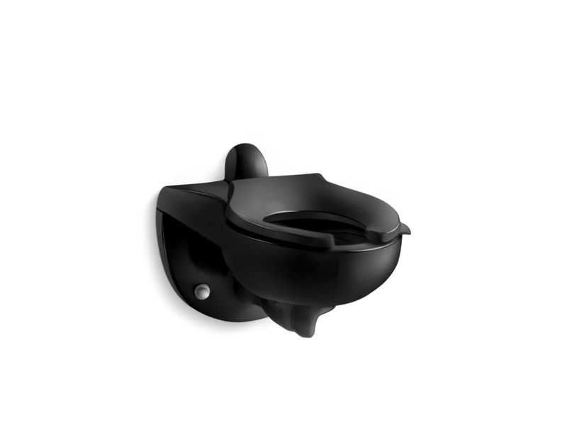 KOHLER Kingston K-4323-7 Black Black Wall-mount rear spud flushometer bowl
