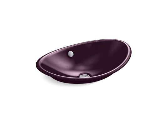 KOHLER K-5403-PL-PLM Iron Plains Oval Wading Pool bathroom sink with Black Plum painted underside