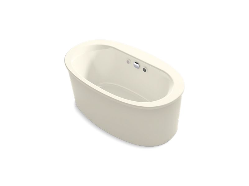 KOHLER K-24008-GHW-96 Sunstruck 60-1/2" x 34-1/2" freestanding Heated BubbleMassage air bath with Bask heated surface and straight shroud