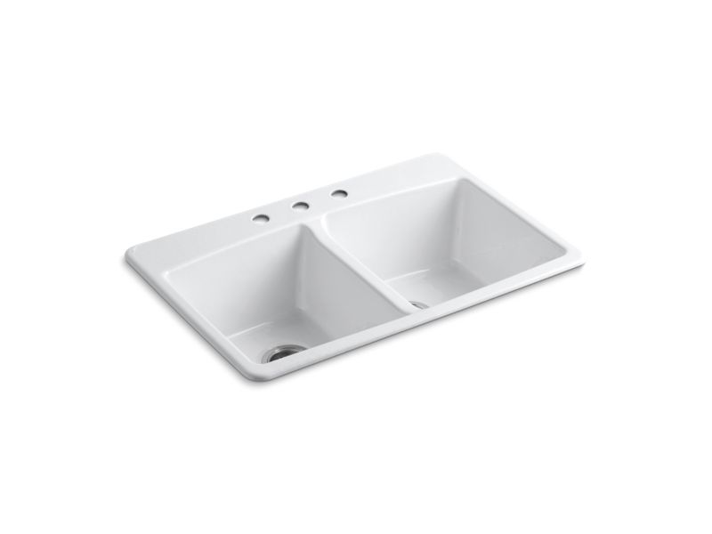 KOHLER K-5846-3-0 Brookfield 33" x 22" x 9-5/8" top-mount double-equal kitchen sink