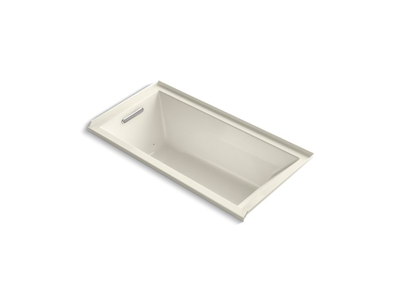 KOHLER K-1167-GHVL-96 Underscore 60" X 30" Alcove Vibracoustic Bath With Heated Bubblemassage, Left Drain In Biscuit
