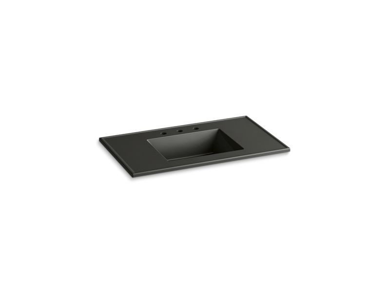 KOHLER K-2781-8-G88 Ceramic/Impressions 37" rectangular vanity-top bathroom sink with 8" widespread faucet holes