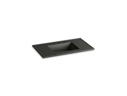 KOHLER K-2781-8-G88 Ceramic/Impressions 37" rectangular vanity-top bathroom sink with 8" widespread faucet holes