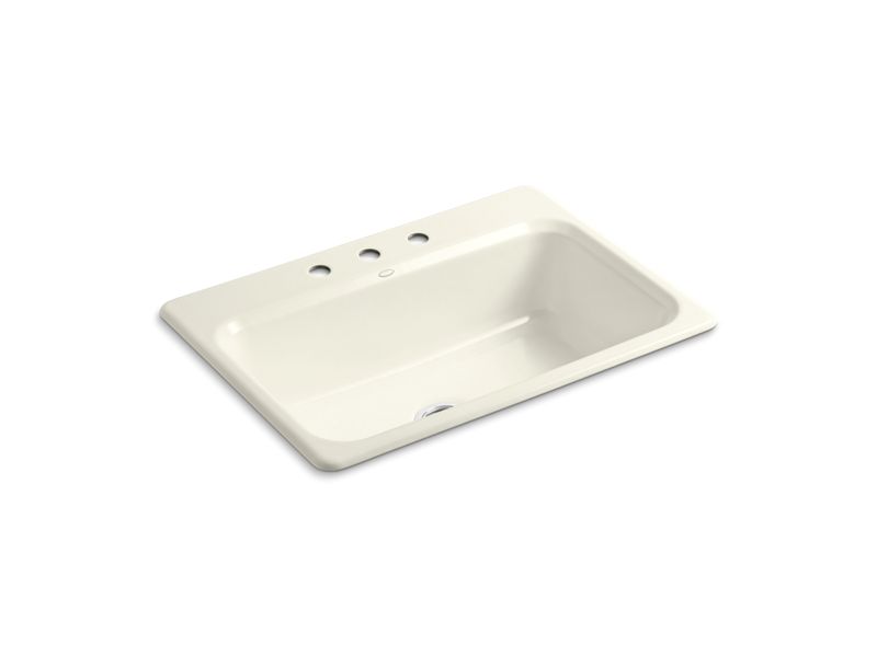 KOHLER K-5832-3-96 Bakersfield 31" x 22" x 8-5/8" top-mount single-bowl kitchen sink with 3 faucet holes