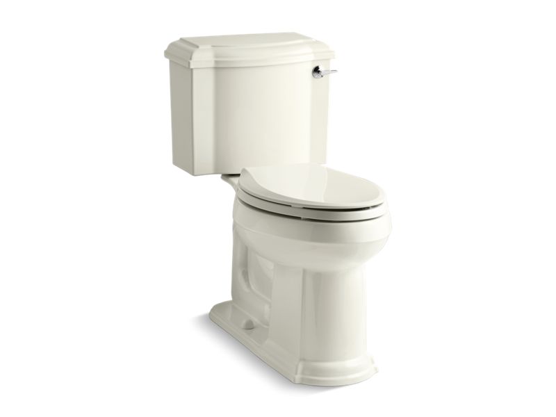 KOHLER K-3837-RA-96 Biscuit Devonshire Two-piece elongated 1.28 gpf chair height toilet with right-hand trip lever