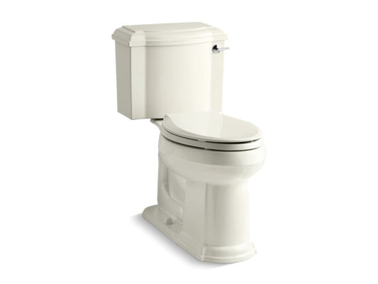 KOHLER K-3837-RA-96 Biscuit Devonshire Two-piece elongated 1.28 gpf chair height toilet with right-hand trip lever