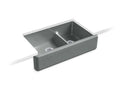 KOHLER K-6427-FT Whitehaven 35-11/16" x 21-9/16" x 9-5/8" Smart Divide undermount double-bowl large/medium farmhouse kitchen sink with tall apron