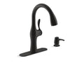 KOHLER K-R45350-SD-BL Alma Pull-down kitchen sink faucet with two-function sprayhead In Matte Black