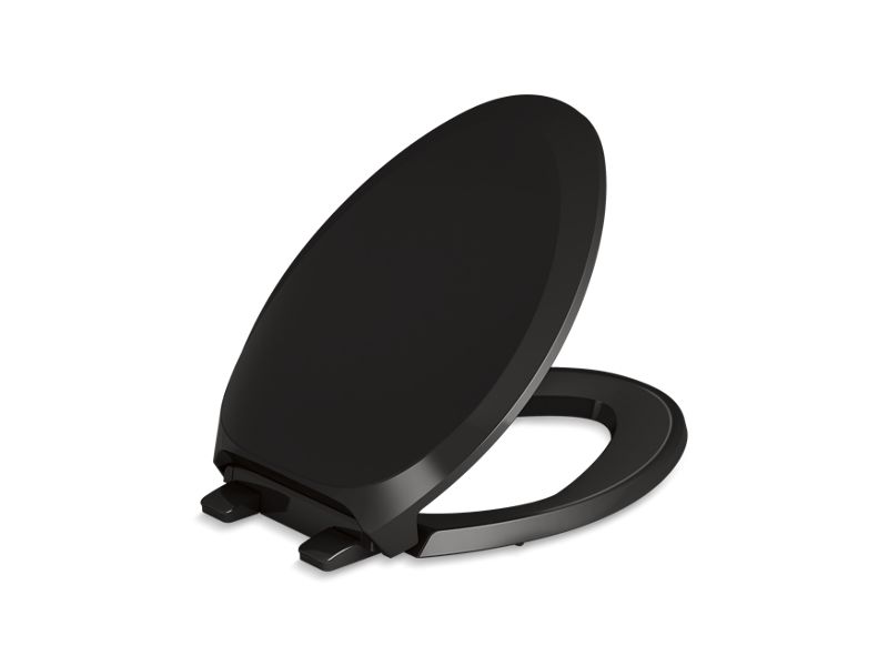 KOHLER K-4713-RL-7 French Curve Readylatch Quiet-Close Elongated Toilet Seat In Black Black