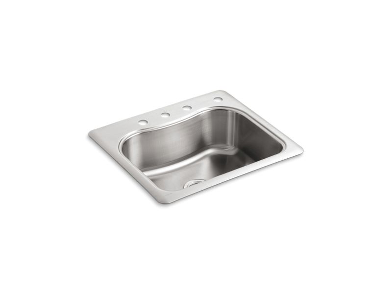 KOHLER K-3362-4-NA Not Applicable Staccato 25" x 22" x 8-5/16" top-mount single-bowl kitchen sink with 4 faucet holes