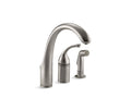 KOHLER K-10430-VS Forte 3-hole remote valve kitchen sink faucet with 9" spout with matching finish sidespray