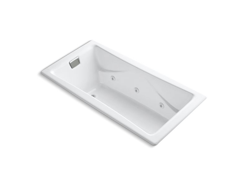 KOHLER K-865-JHB-0 White Tea-for-Two 71-3/4" x 36" drop-in/undermount whirlpool bath with end drain