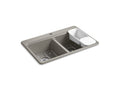 KOHLER K-8679-1A2-K4 Riverby 33" x 22" x 9-5/8" top-mount double-equal workstation kitchen sink with accessories and single faucet hole