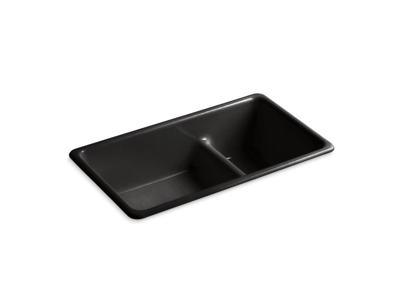 KOHLER K-6625-7 Black Black Iron/Tones 33" x 18-3/4" x 9-5/8" Smart Divide top-mount/undermount large/medium kitchen sink