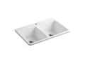 KOHLER K-5873-1-0 Deerfield 33" Top-Mount Double-Bowl Kitchen Sink In White