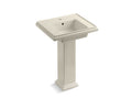 KOHLER Tresham K-2844-1-47 Almond 24" square pedestal bathroom sink