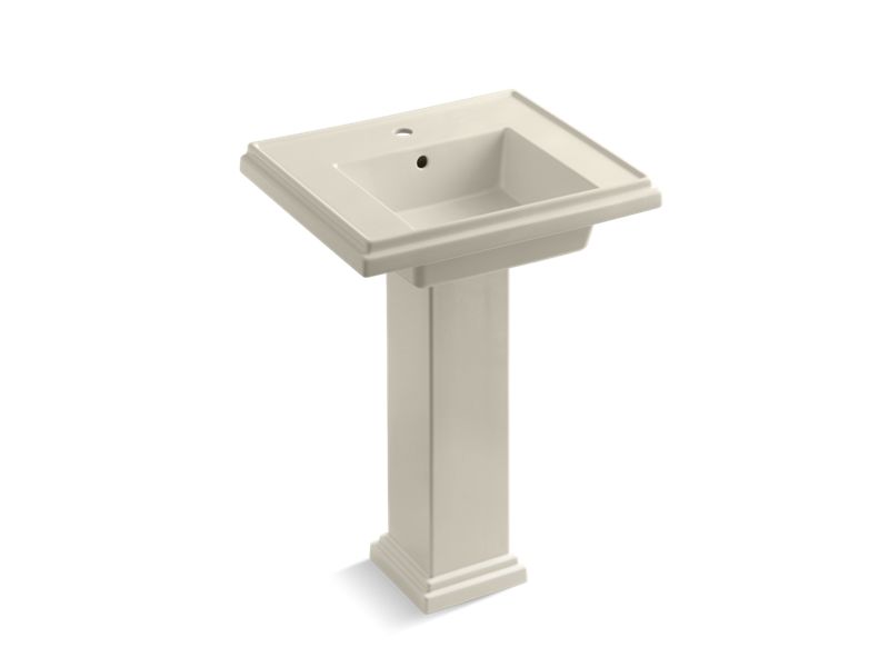 KOHLER Tresham K-2844-1-47 Almond 24" square pedestal bathroom sink