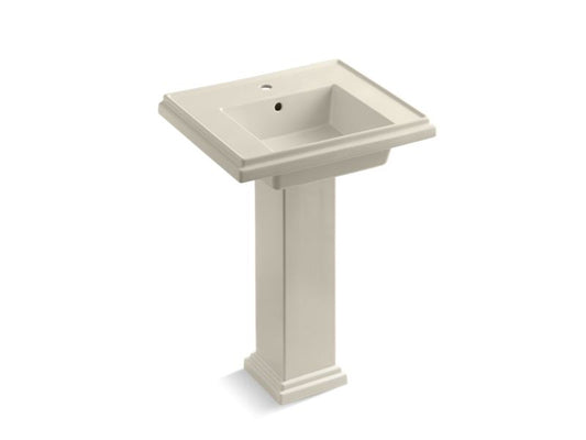 KOHLER K-2844-1-47 Almond Tresham 24" pedestal bathroom sink with single faucet hole