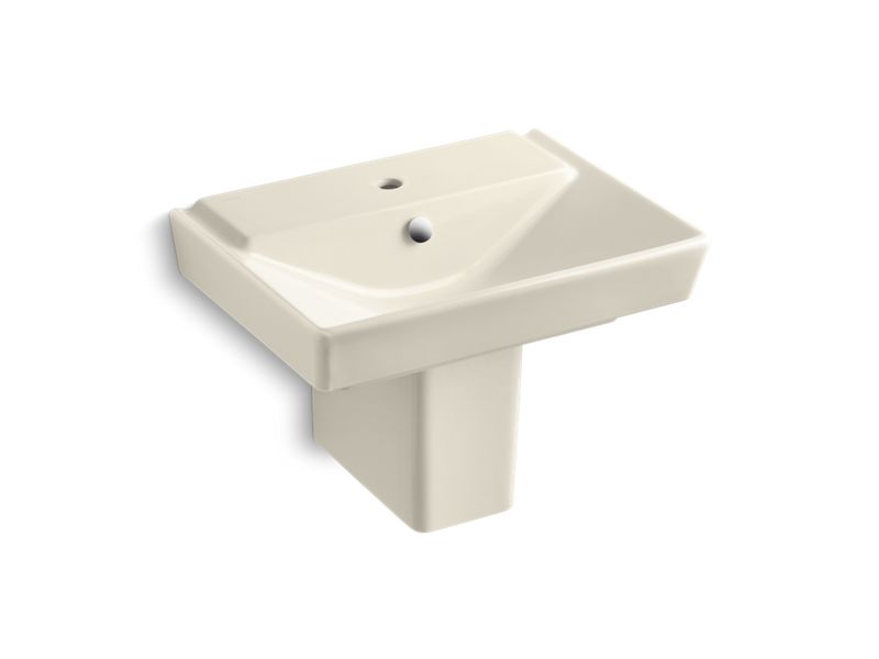 KOHLER K-5150-1-47 Rêve 23" semi-pedestal bathroom sink with single faucet hole and shroud