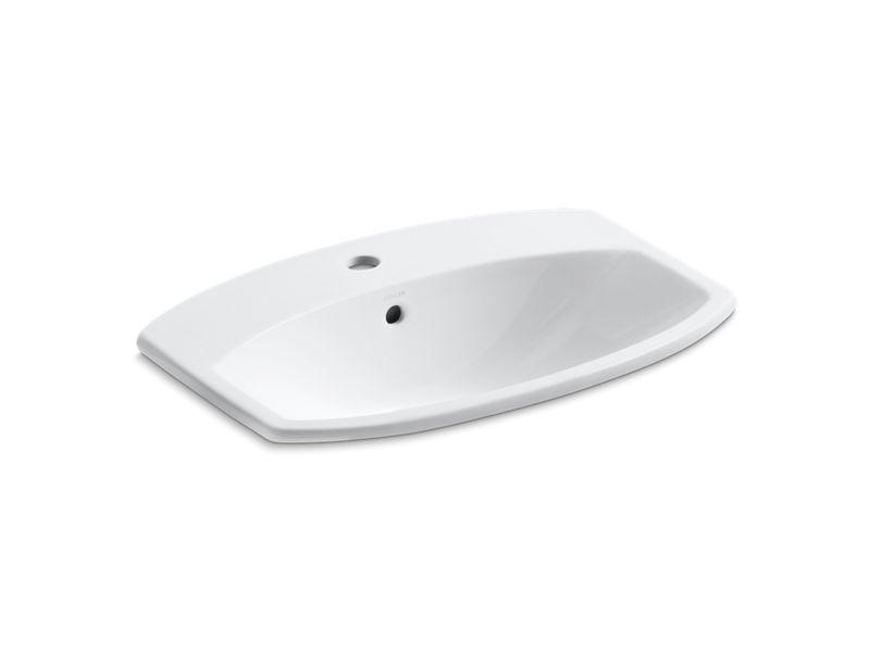 KOHLER K-2351-1-0 White Cimarron Drop-in bathroom sink with single faucet hole