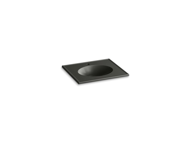 KOHLER K-2791-1-G88 Ceramic/Impressions 25" oval vanity-top bathroom sink with single faucet hole