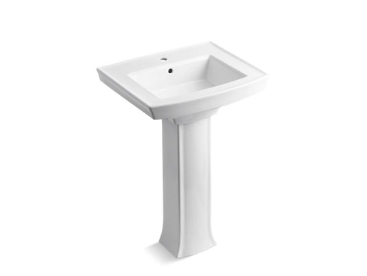 KOHLER K-2359-1-0 White Archer Pedestal bathroom sink with single faucet hole