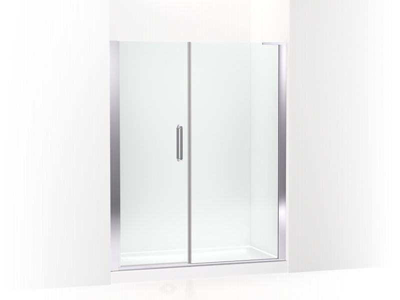 KOHLER K-707627-8L-SHP Cursiva Pivot shower door, 71-5/8" H x 57 - 59-1/2" W, with 5/16" thick Crystal Clear glass