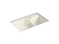 KOHLER K-6411-1-96 Indio 33" x 21-1/8" x 9-3/4" Smart Divide undermount large/small double-bowl workstation kitchen sink with single faucet hole