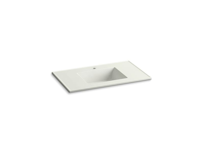 KOHLER K-2781-1-G82 Ceramic/Impressions 37" rectangular vanity-top bathroom sink with single faucet hole