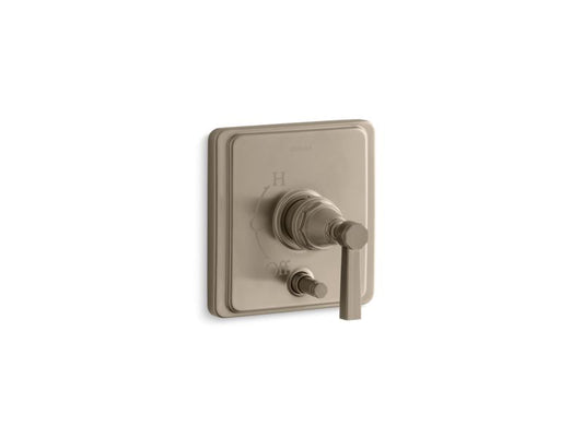 KOHLER K-T98757-4B-BV Pinstripe Rite-Temp(R) pressure-balancing valve trim with diverter and grooved lever handle, valve not included