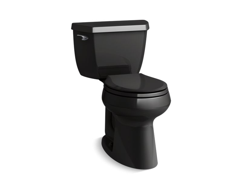 KOHLER K-5296-7 Highline Classic Two-Piece Round-Front Toilet, 1.28 Gpf In Black Black
