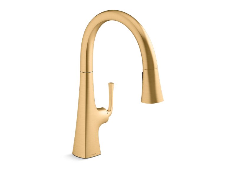 KOHLER K-22062-2MB Vibrant Brushed Moderne Brass Graze Pull-down kitchen sink faucet with three-function sprayhead