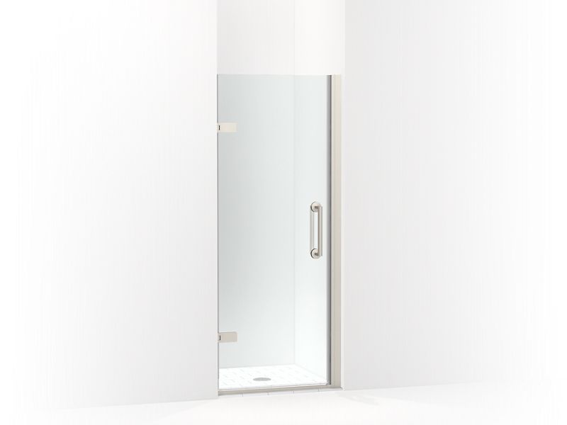 KOHLER K-27577-10L-BNK Anodized Brushed Nickel Components Frameless pivot shower door, 71-5/8" H x 27-5/8 - 28-3/8" W, with 3/8" thick Crystal Clear glass