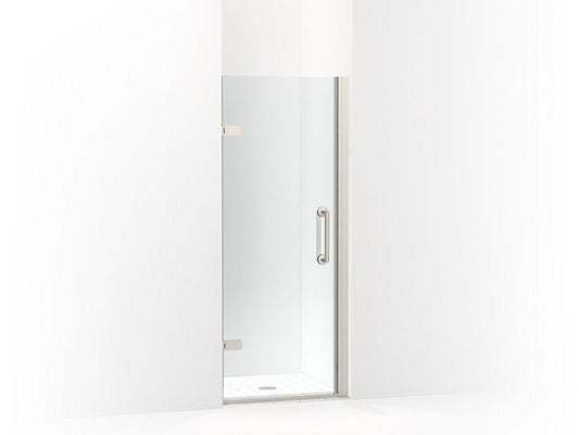 KOHLER K-27577-10L-BNK Anodized Brushed Nickel Components Frameless pivot shower door, 71-5/8" H x 27-5/8 - 28-3/8" W, with 3/8" thick Crystal Clear glass