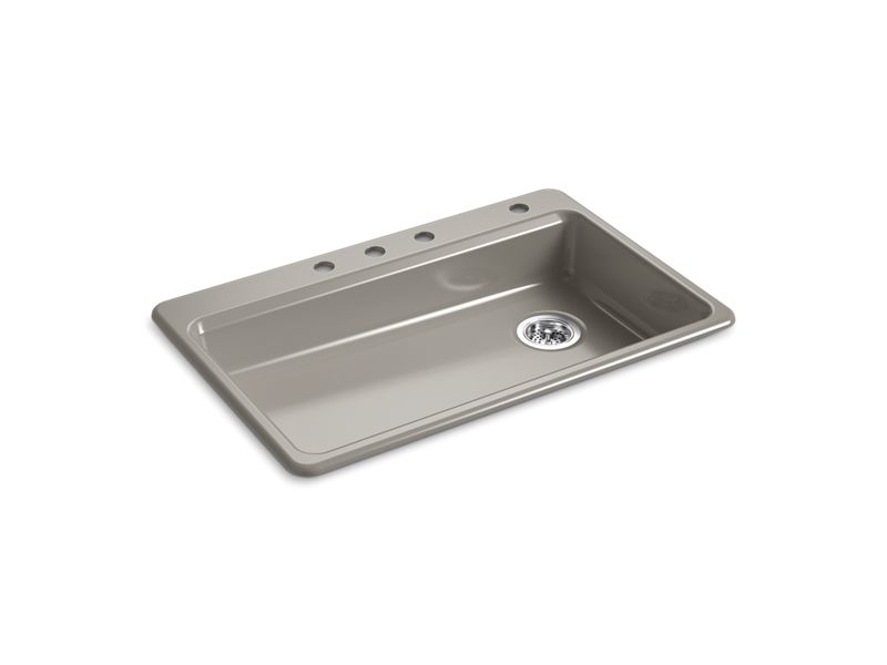KOHLER K-8689-4-K4 Riverby 33" x 22" x 5-7/8" top-mount single-bowl kitchen sink