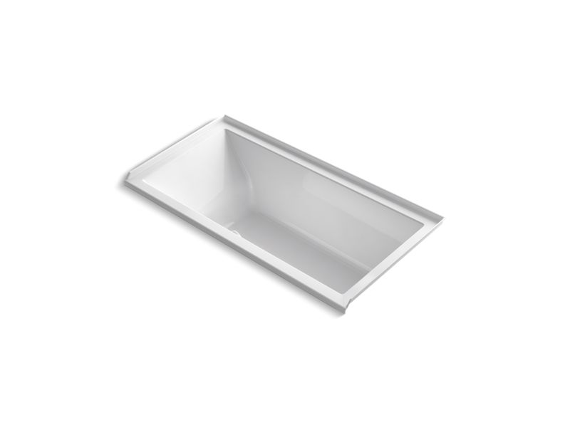 KOHLER K-1121-RW-0 White Underscore 60" x 30" alcove bath with Bask heated surface, integral flange and right-hand drain