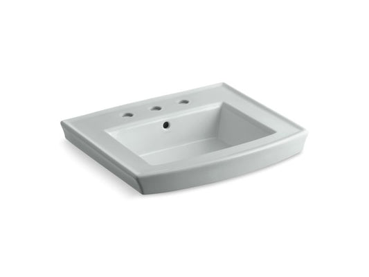 KOHLER K-2358-8-95 Ice Grey Archer Pedestal bathroom sink with 8" widespread faucet holes