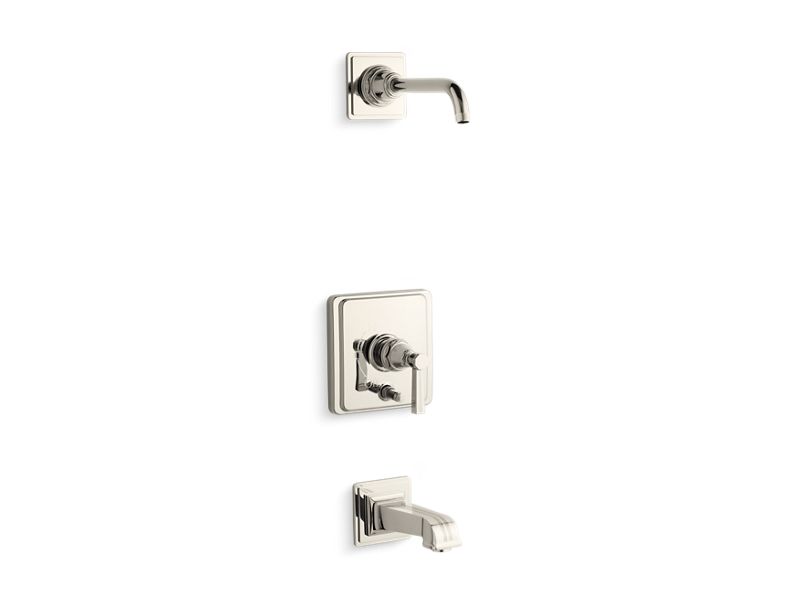 KOHLER K-T13133-4BL-SN Pinstripe Rite-Temp(R) bath and shower trim set with push-button diverter and lever handle, less showerhead
