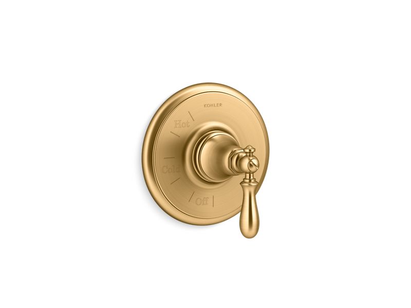 KOHLER K-TS72767-9M-2MB Vibrant Brushed Moderne Brass Artifacts Rite-Temp valve trim with swing lever handle