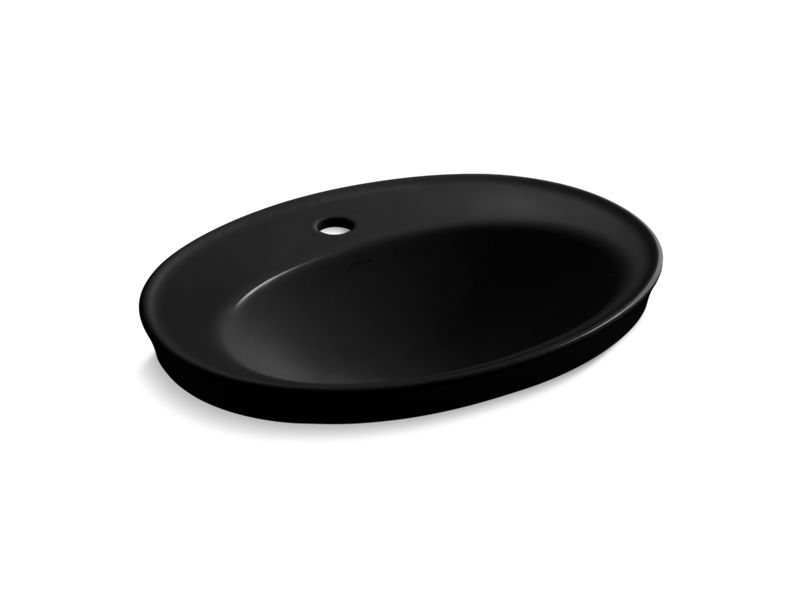 KOHLER K-2075-1-7 Serif 22-1/4" Oval Drop-In Bathroom Sink In Black Black